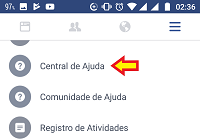 Central de ajuda no App do Facebook