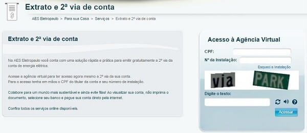 Agência virtual – Extrato e 2ª via de conta