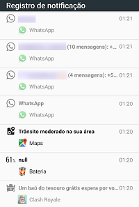 Registro de notificações