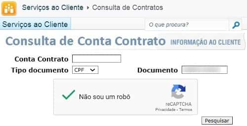 Consulta de Conta Contrato CELPE