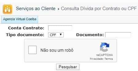 Página de autenticação COELBA