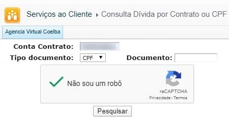 Login na agência virtual COELBA