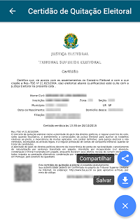 Salvar Certidão de Quitação Eleitoral