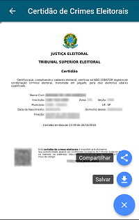 Salvar Certidão Criminal Eleitoral