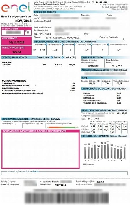 Enel CE – 2ª via gerada