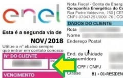 Enel CE – Numero do cliente na fatura