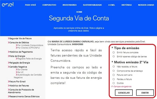 Enel GO – Segunda Via de Conta