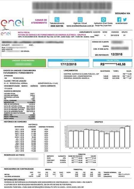 Enel GO – Fatura completa