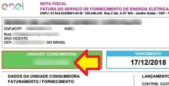 Enel GO – Numero da Unidade Consumidora na fatura