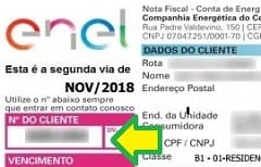 Enel Rio – Numero do cliente na fatura
