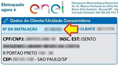 Enel SP – Numero de instalação