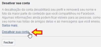 Desativar conta do Facebook