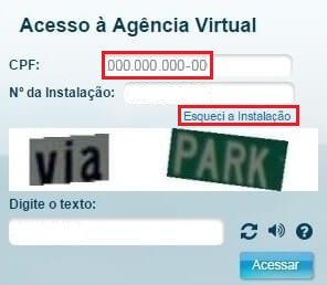 Agência virtual – Login